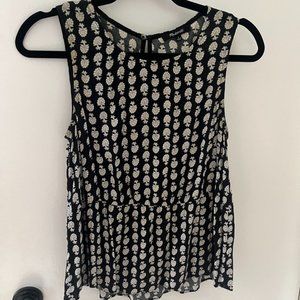Madewell Sleeveless Blouse Size S Black Printed
